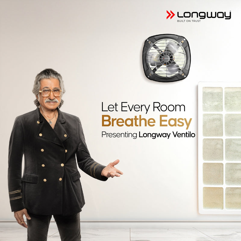 Longway Ventilo Energy Efficient Exhaust Fan | High Speed Powerful Motor | Low Noise Operation & Easy to Clean | Suitable for Bathroom, Kitchen, Office | 2 Years Warranty (Marble Black)