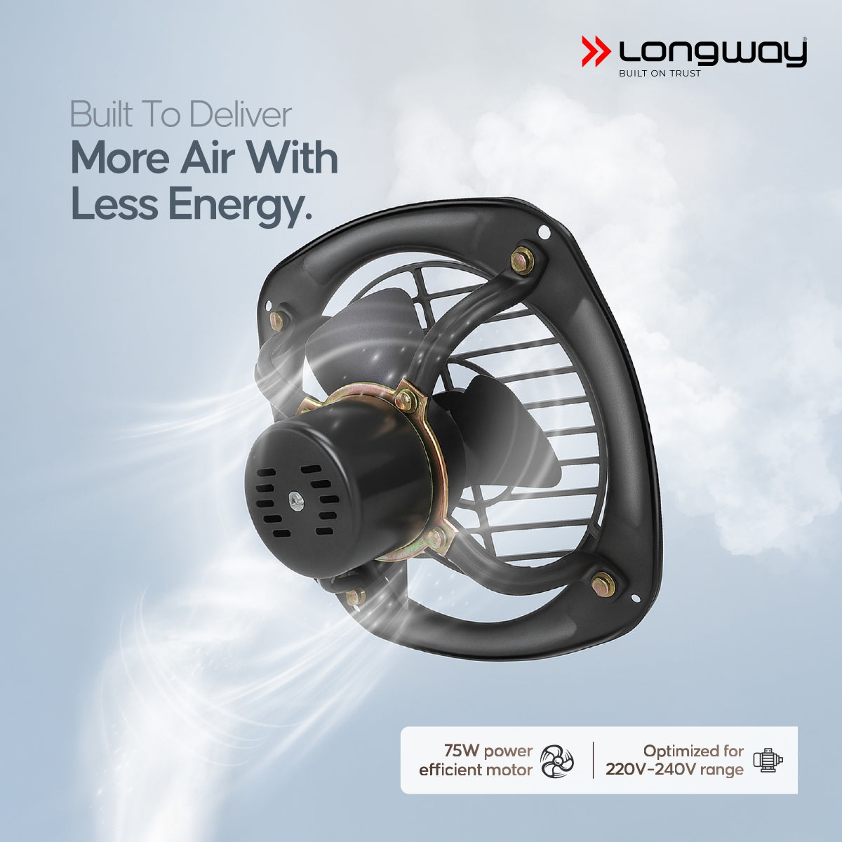 Longway Ventilo Energy Efficient Exhaust Fan | High Speed Powerful Motor | Low Noise Operation & Easy to Clean | Suitable for Bathroom, Kitchen, Office | 2 Years Warranty (Marble Black)