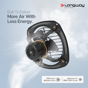 Longway Ventilo Energy Efficient Exhaust Fan | High Speed Powerful Motor | Low Noise Operation & Easy to Clean | Suitable for Bathroom, Kitchen, Office | 2 Years Warranty (Marble Black)