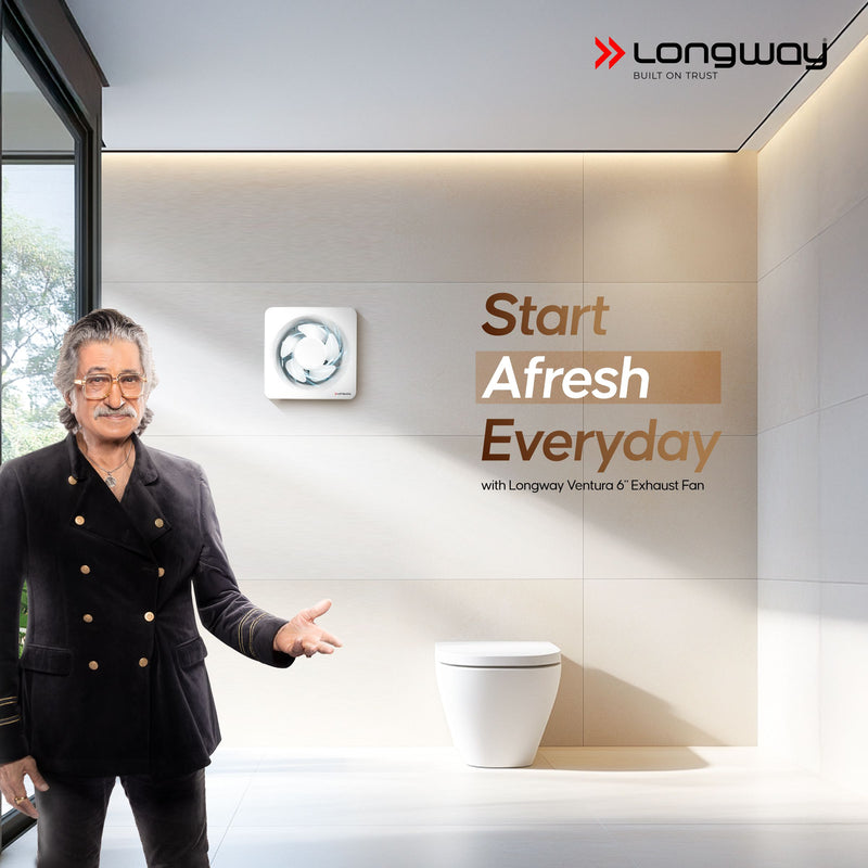 Longway Ventura 6 Inch 150 mm Energy Efficient Exhaust Fan | High Speed Powerful Motor | Noiseless Operation & Easy to Clean | Rust Proof with Anti Dust Shutters |Suitable for Bathroom, Kitchen, Office | 2 Years Warranty