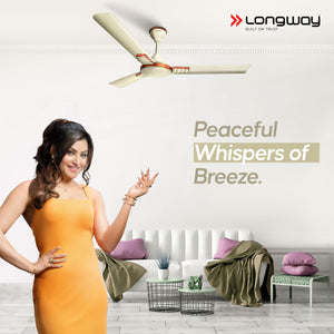Longway Wave P2 1200 mm/48 inch 400 RPM Ultra High Speed 3 Blade Star Rated Anti-Dust Decorative Ceiling Fan