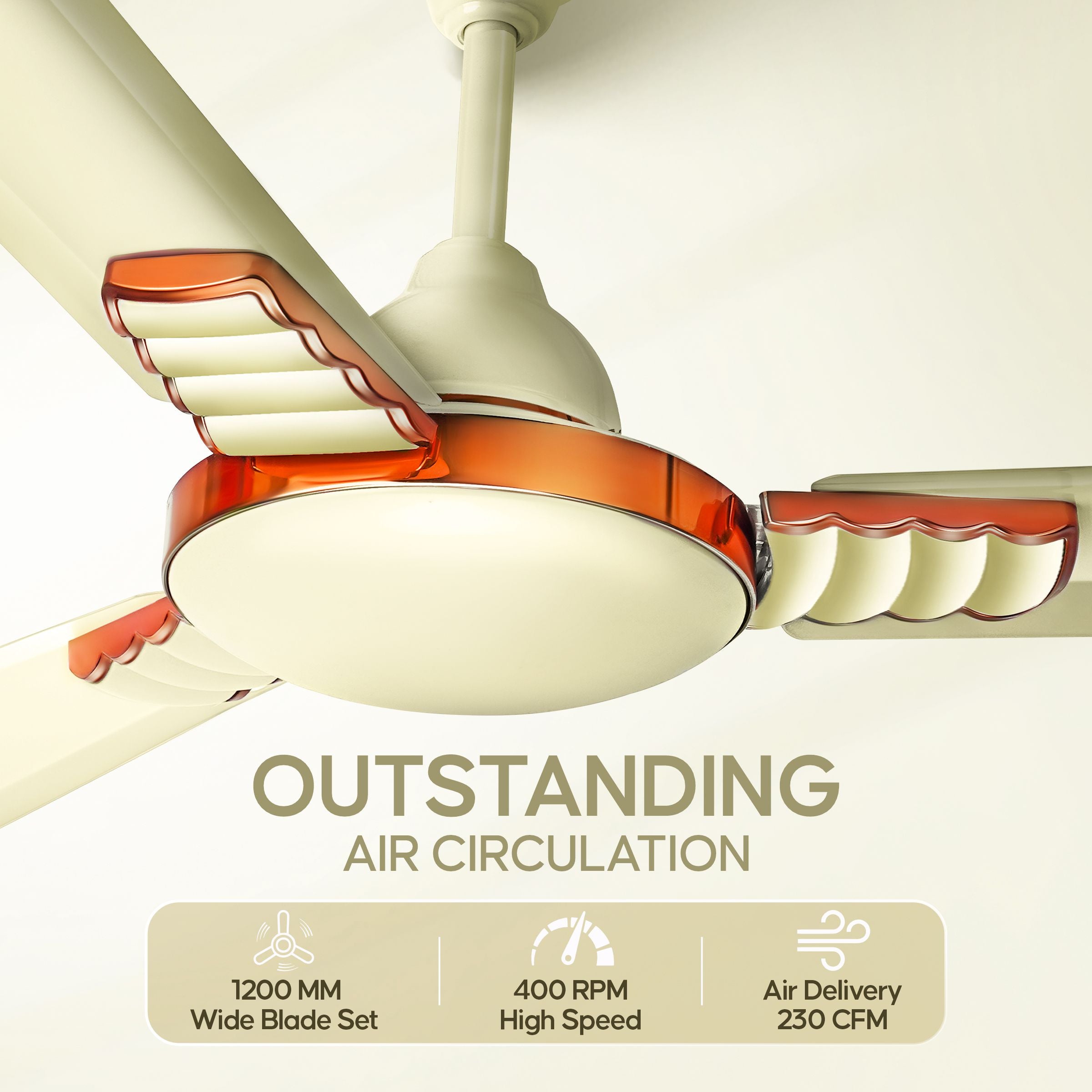 Longway Wave P1 1200 mm/48 inch Ultra High Speed 3 Blade Anti-Dust Decorative Ceiling Fan