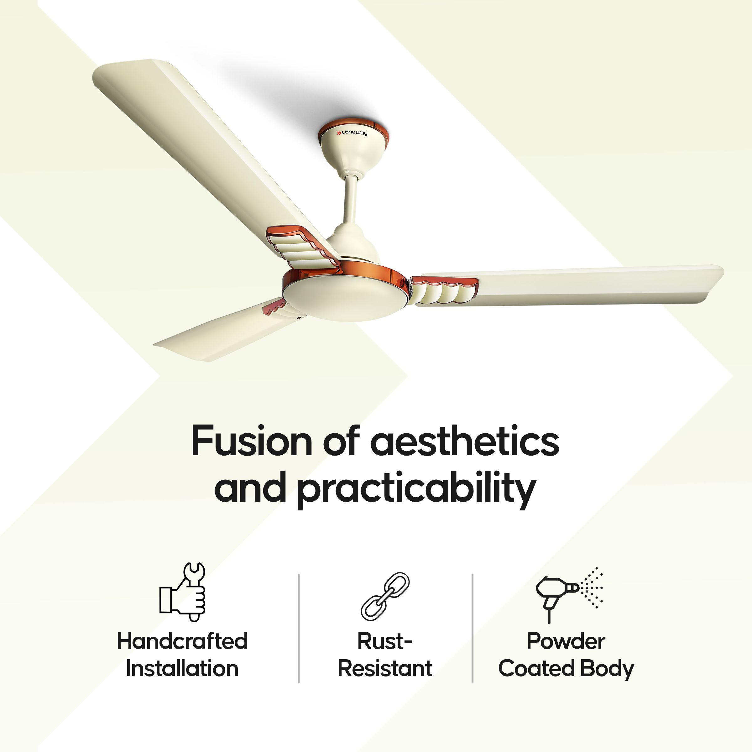 Longway Wave P1 1200 mm/48 inch Ultra High Speed 3 Blade Anti-Dust Decorative Ceiling Fan