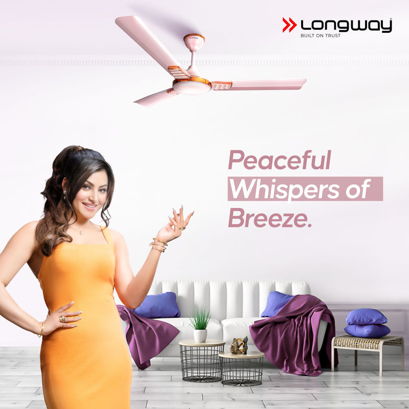 Longway Wave P2 1200 mm/48 inch 400 RPM Ultra High Speed 3 Blade Star Rated Anti-Dust Decorative Ceiling Fan