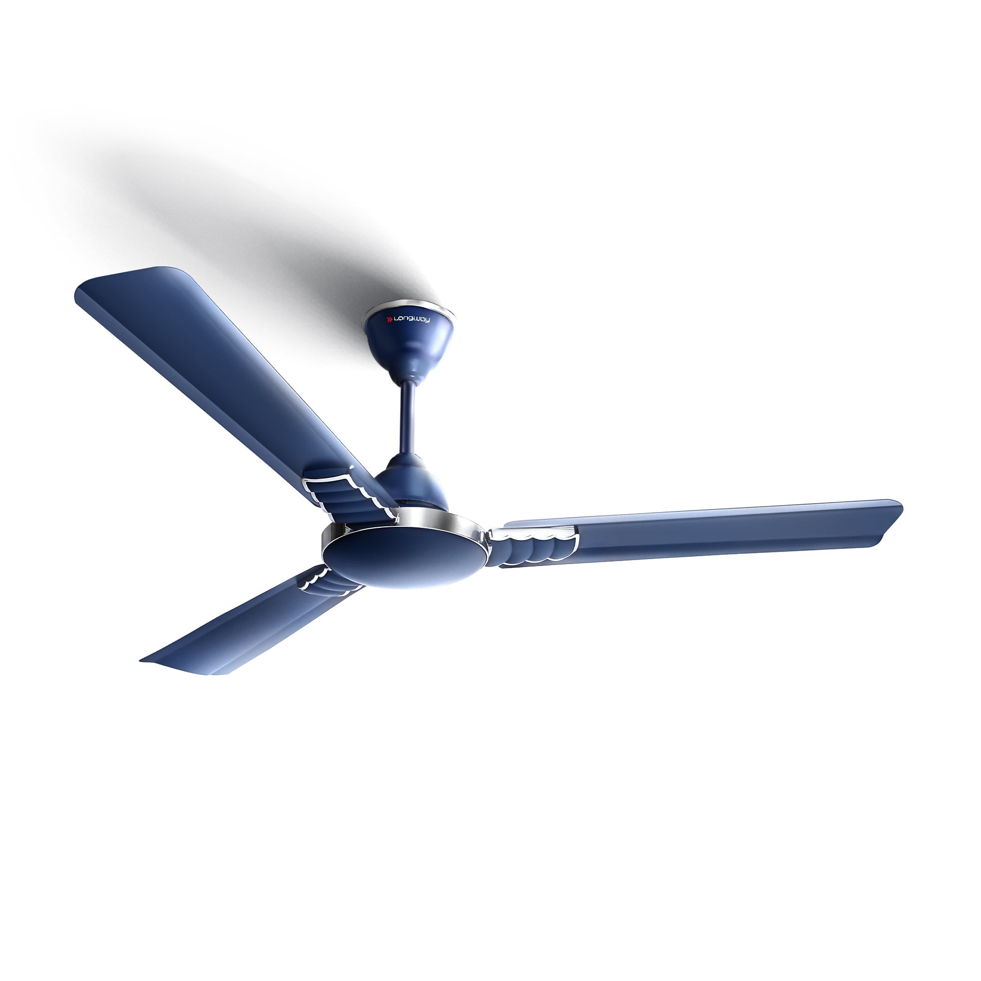 Longway Wave P1 1200 mm/48 inch 400 RPM Ultra High Speed 3 Blade Star Rated Anti-Dust Decorative Ceiling Fan (Silver Blue, Pack of 1)