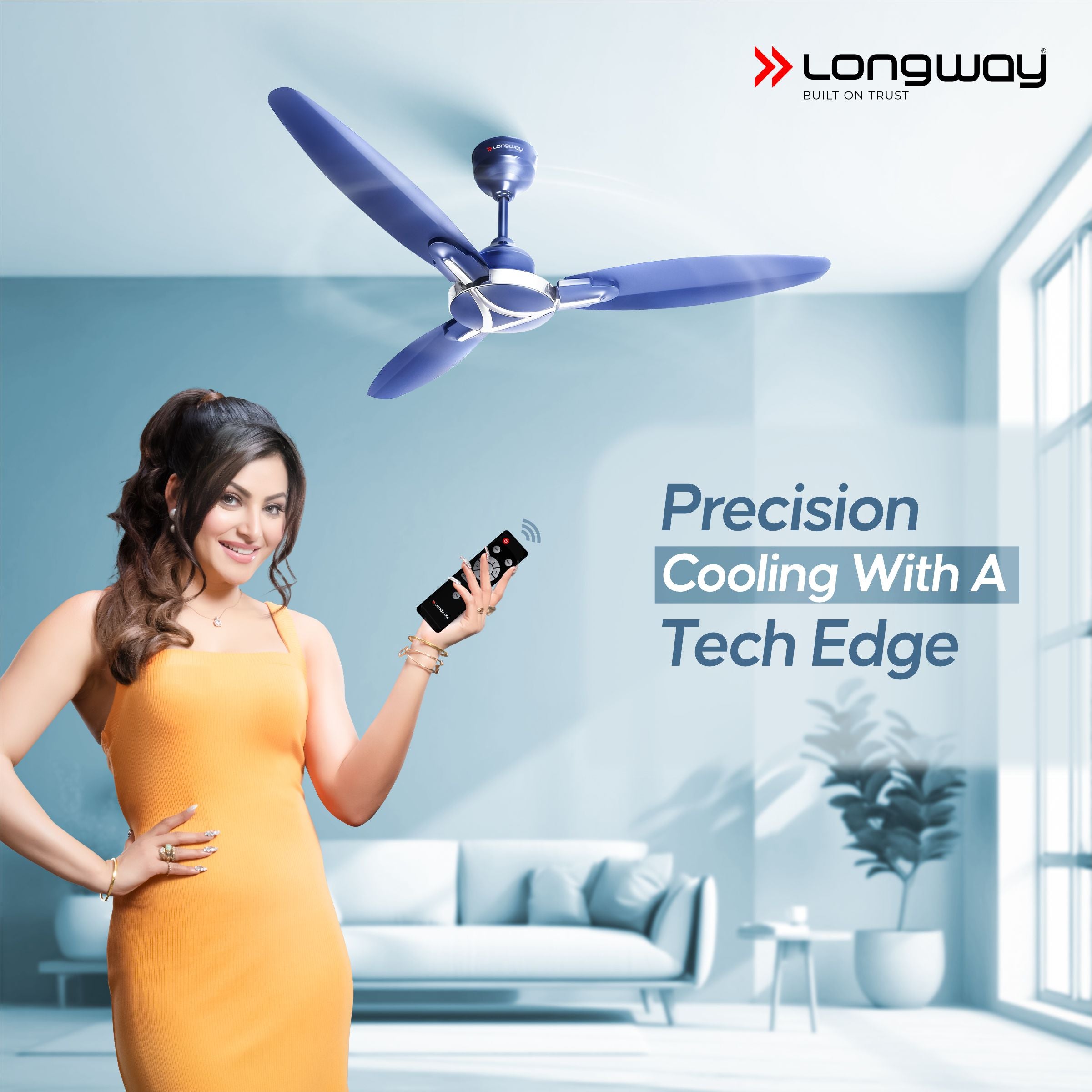Longway Zephyr 1200 mm BLDC Ceiling Fan with Remote Control | BEE 5 Star Rated Energy Efficient | Ultra High Speed 3 Blade Anti-Dust Decorative Ceiling Fan | 3 Year Warranty