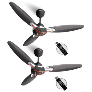 Longway Zephyr 1200 mm BLDC Ceiling Fan with Remote Control | BEE 5 Star Rated Energy Efficient | Ultra High Speed 3 Blade Anti-Dust Decorative Ceiling Fan | 3 Years Warranty (Smoked Brown, Pack of 2)