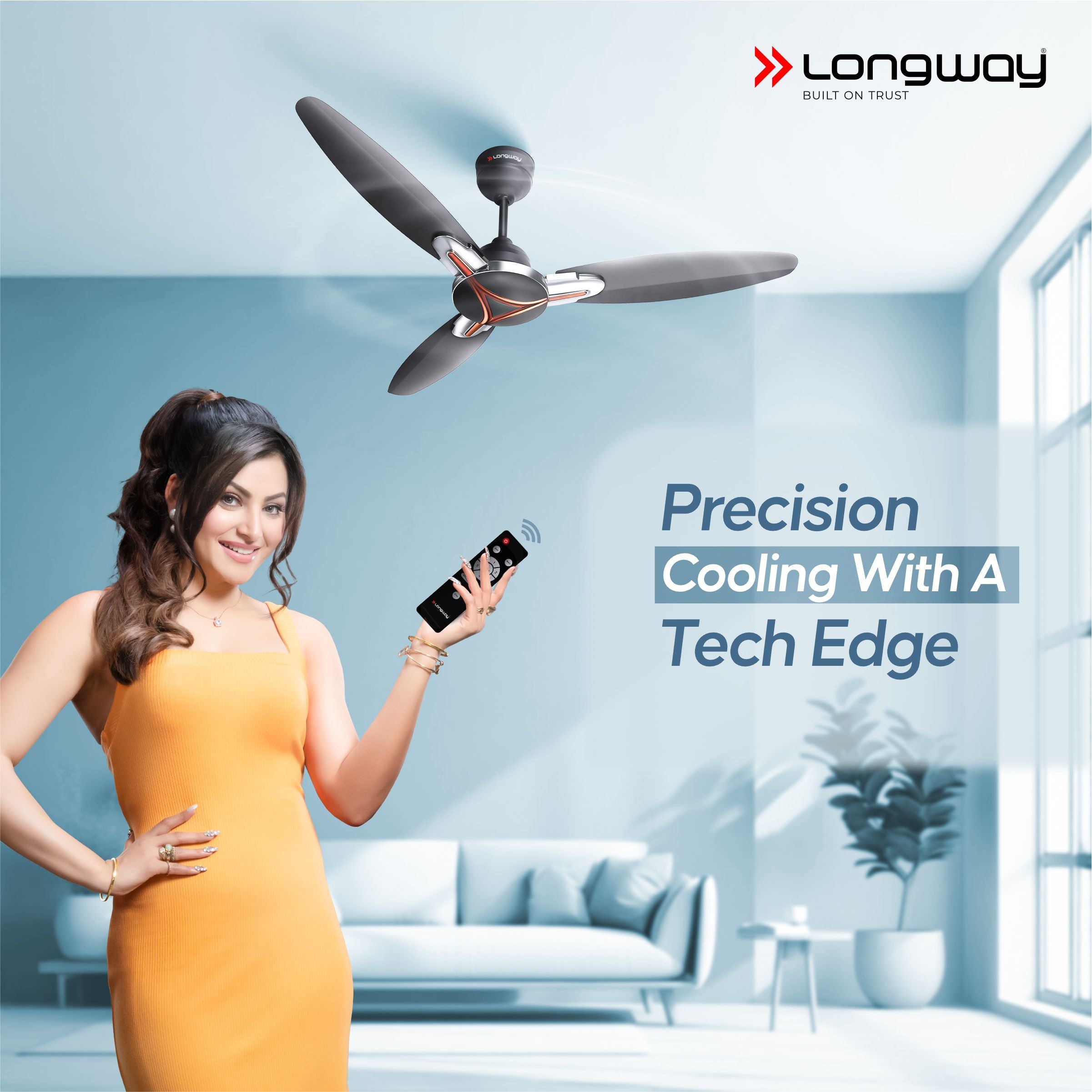 Longway Zephyr 1200 mm BLDC Ceiling Fan with Remote Control | BEE 5 Star Rated Energy Efficient | Ultra High Speed 3 Blade Anti-Dust Decorative Ceiling Fan | 3 Years Warranty