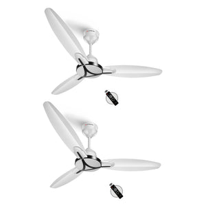 Longway Zephyr 1200 mm BLDC Ceiling Fan with Remote Control | BEE 5 Star Rated Energy Efficient | Ultra High Speed 3 Blade Anti-Dust Decorative Ceiling Fan (White, Pack of 2)