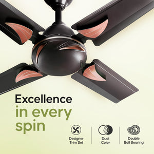 Longway Creta P1 600 mm/24 inch Ultra High Speed 4 Blade Anti-Dust Decorative Star Rated Ceiling Fan (Smoked Brown, Pack of 1)