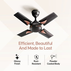 Longway Creta P1 600 mm/24 inch Ultra High Speed 4 Blade Anti-Dust Decorative Star Rated Ceiling Fan (Smoked Brown, Pack of 1)