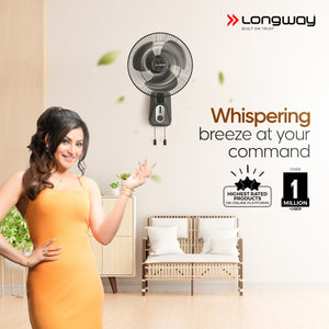 Longway Speedy 12 1 Star 300 mm Energy Saving 3 Blade Wall Fan  (Black, Pack of 1)