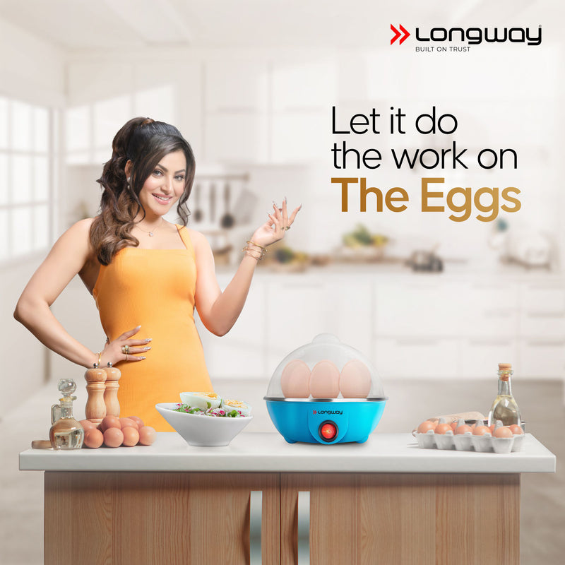 Longway Eggo 350 Watt Egg Boiler/Cooker for Steaming, Cooking & Boiling, 7 Eggs)