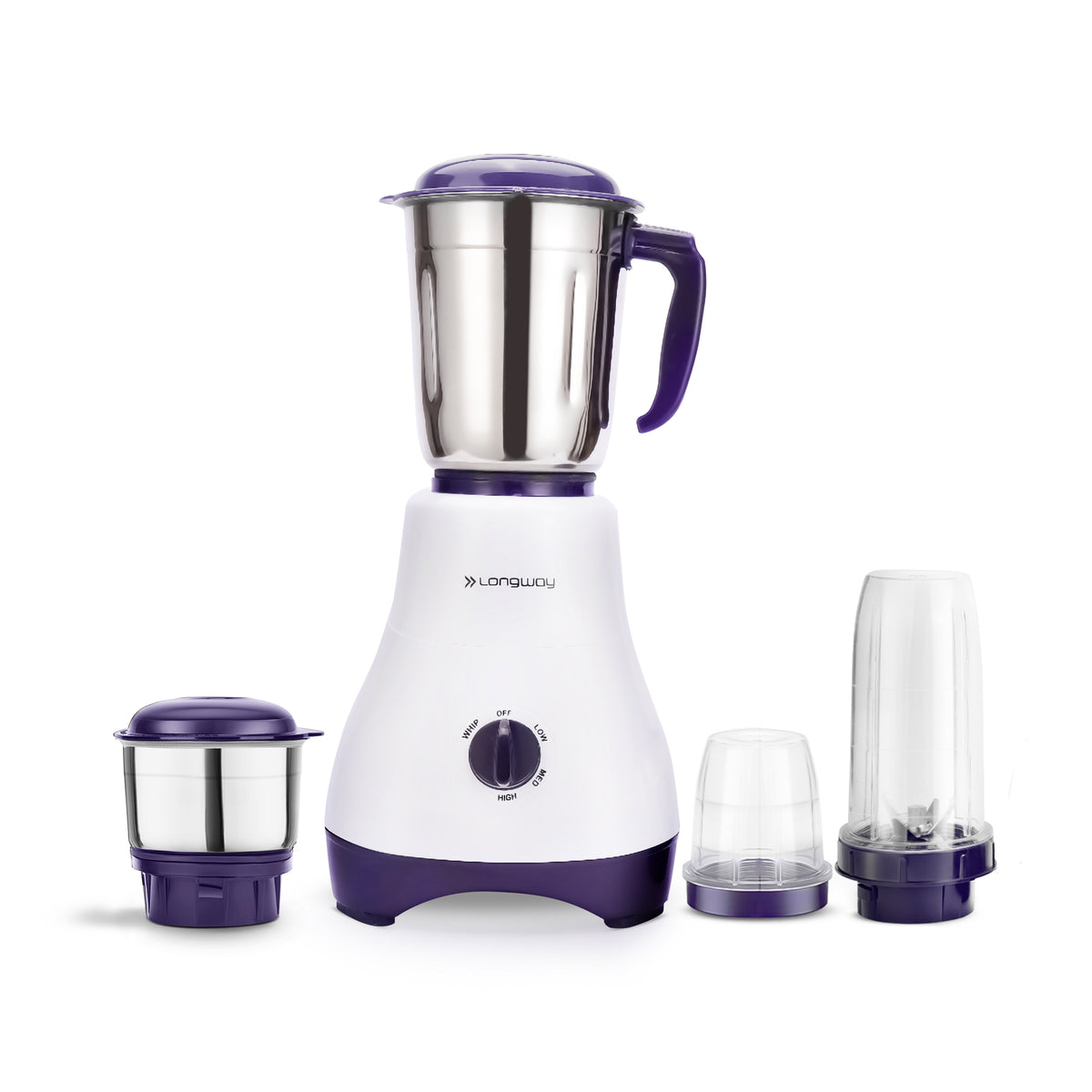 Longway Neo Plus Mixer Grinder | Up to 650 Watt Powerful Motor | 2 Jars for Grinding, Mixing, Juicing | 2 Years Warranty (2 Jars)