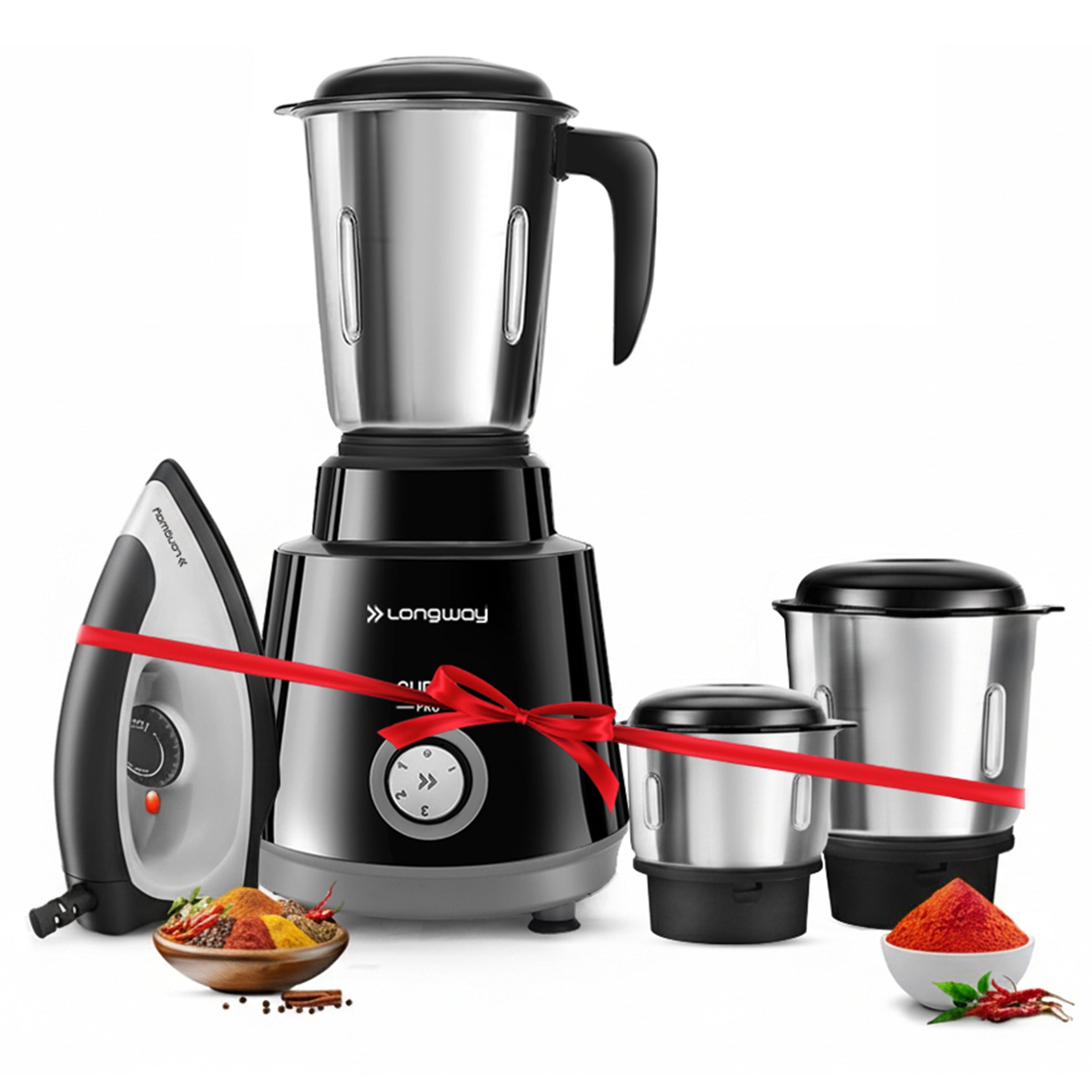 Longway Super Pro Juicer Mixer Grinder | Up to 500 - 750 Watt Max Output Powerful Motor | for Grinding, Mixing, Juicing | 2 Year Warranty