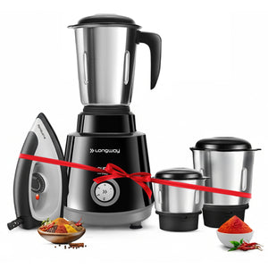 Longway Super Pro Juicer Mixer Grinder | Up to 500 - 750 Watt Max Output Powerful Motor | for Grinding, Mixing, Juicing | 2 Year Warranty