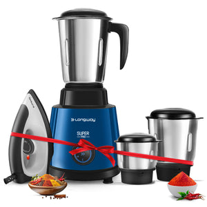 Longway Super Pro Juicer Mixer Grinder | Up to 500 - 750 Watt Max Output Powerful Motor | for Grinding, Mixing, Juicing | 2 Year Warranty