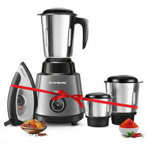 Longway Super Pro Juicer Mixer Grinder | Up to 500 - 750 Watt Max Output Powerful Motor | for Grinding, Mixing, Juicing | 2 Year Warranty
