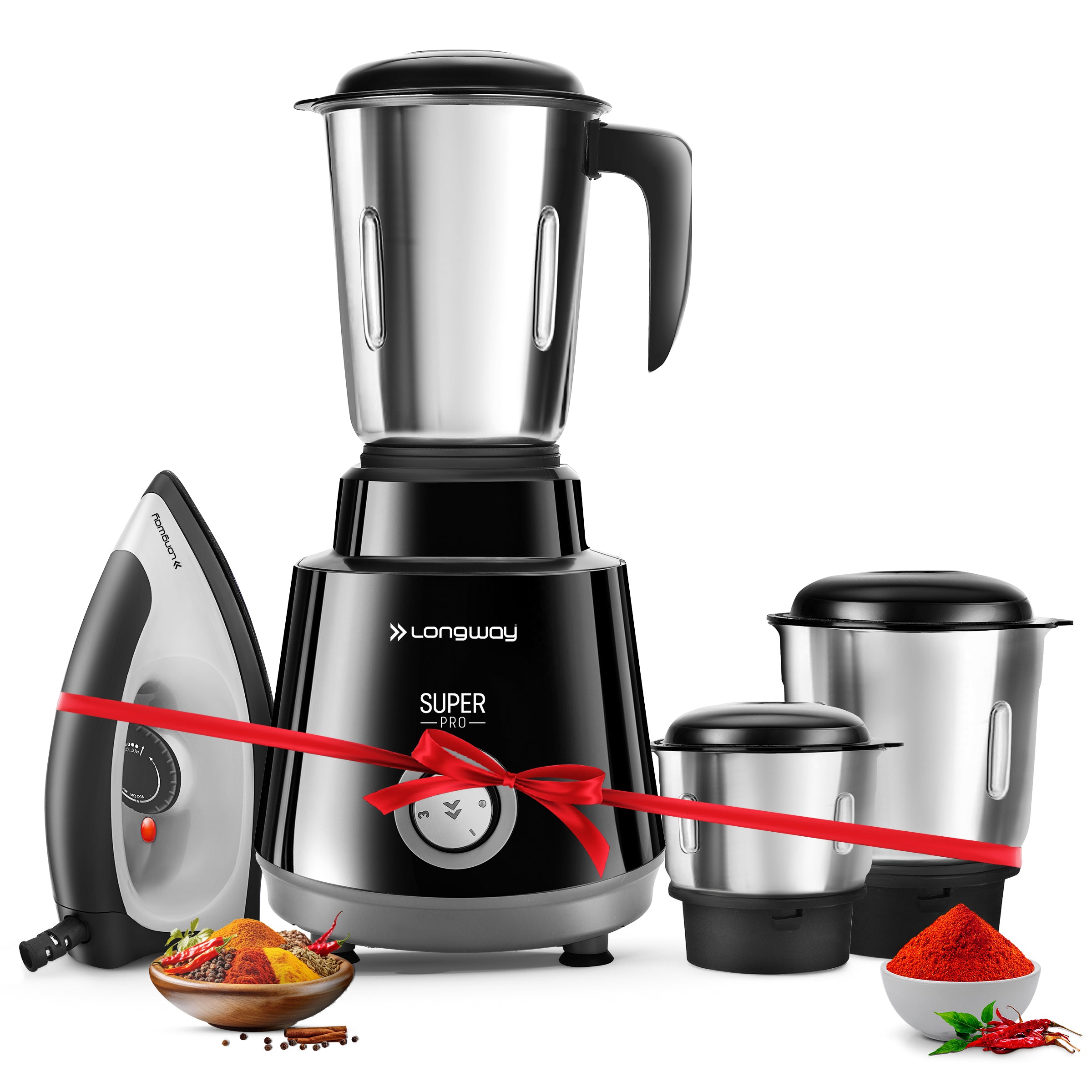 Longway Super Pro 700 - 750 Watt Juicer Mixer Grinder for Grinding, Mixing, Juicing with Powerful Motor with 2 Years Warranty