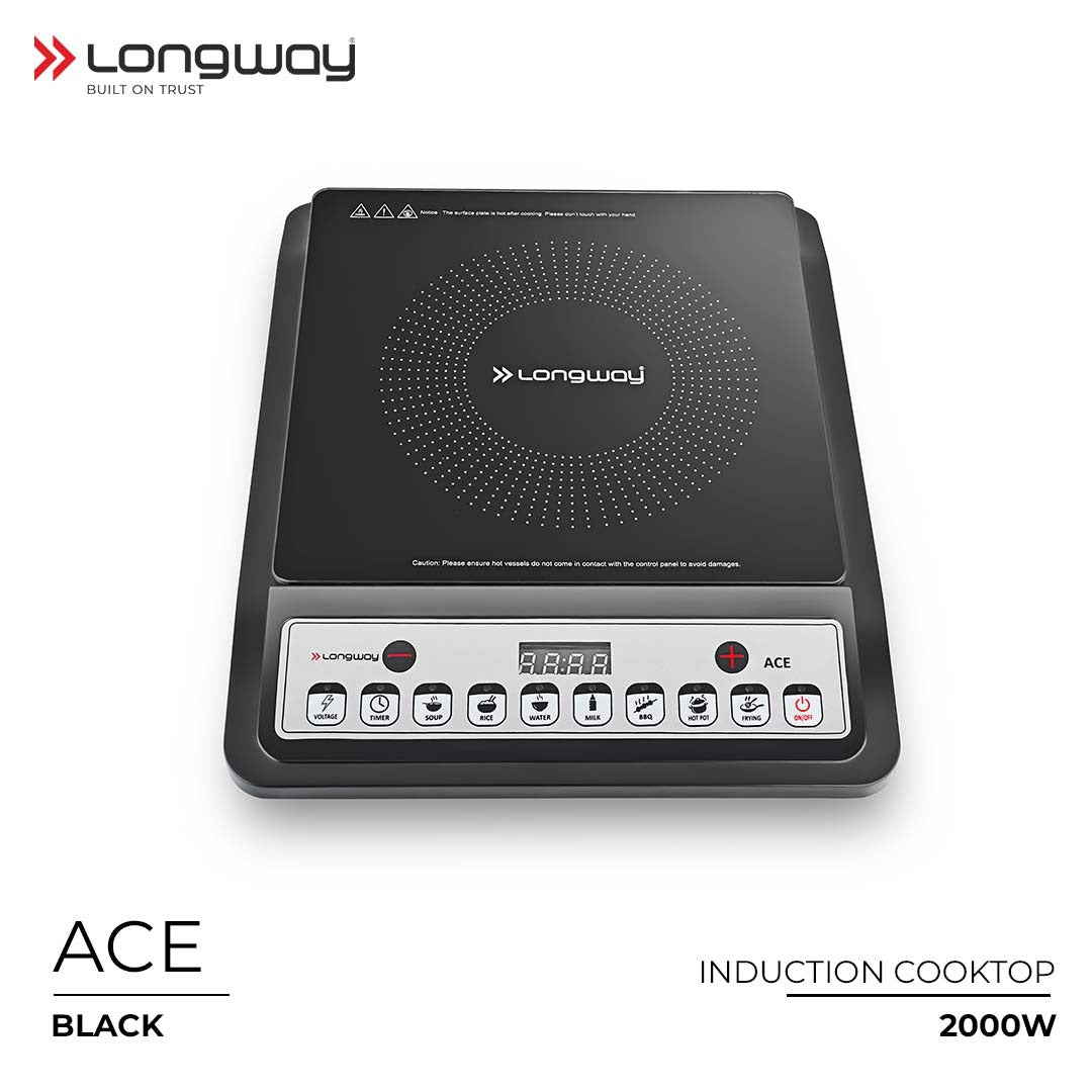 Longway Ace IC 2000 W Induction Cooktop (Black, Push Button)