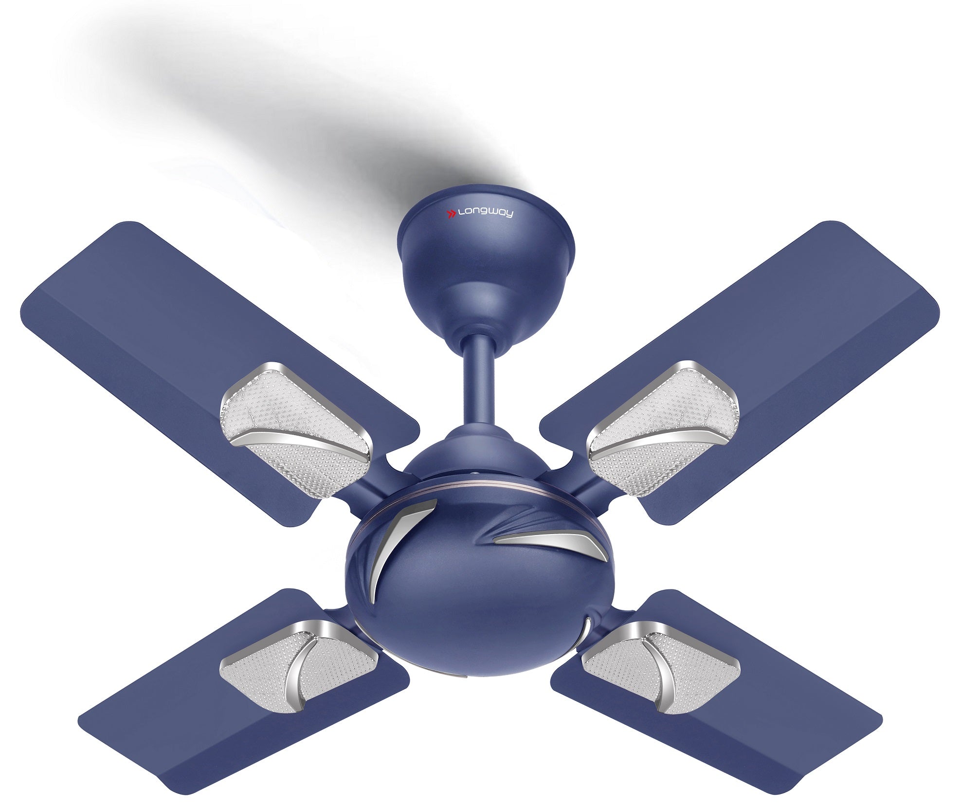 Longway Creta P1 600 mm/24 inch Ultra High Speed 4 Blade Anti-Dust Decorative Star Rated Ceiling Fan (Silver Blue, Pack of 1)