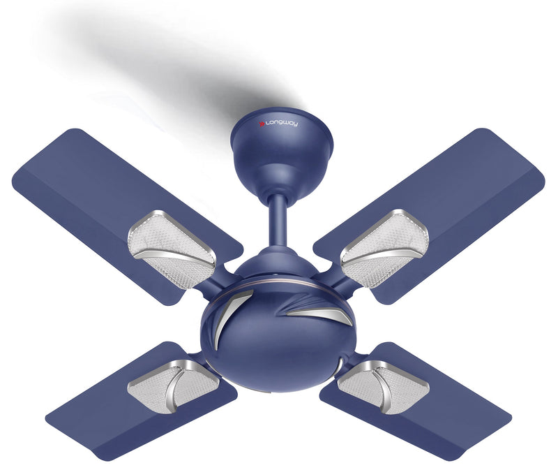 Longway Creta P1 600 mm/24 inch Ultra High Speed 4 Blade Anti-Dust Decorative Star Rated Ceiling Fan (Silver Blue, Pack of 1)