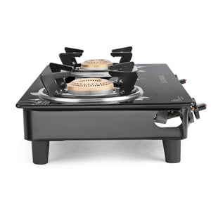 Longway Astra Glass Top, Manual Ignition Glass Gas Stove (Black, ISI Certified, 2 Years Warranty)