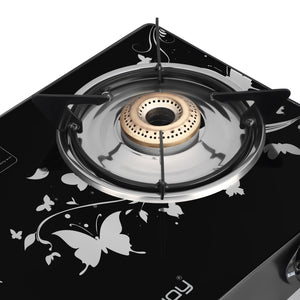 Longway Astra Glass Top, Manual Ignition Glass Gas Stove (Black, ISI Certified, 2 Years Warranty)
