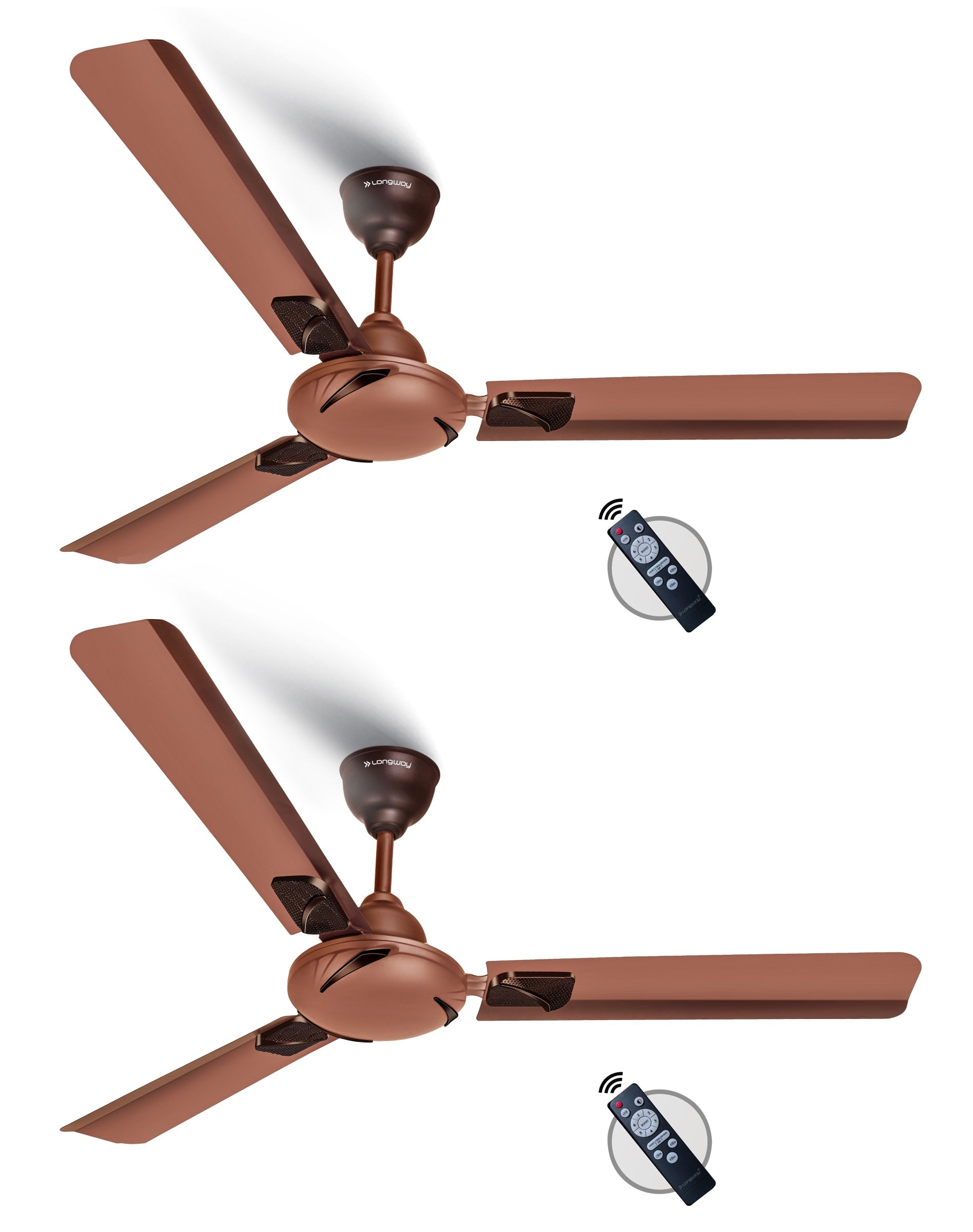 Longway Creta P2 1200 mm/48 inch Remote Controlled 3 Blade Anti-Dust Decorative Star Rated Ceiling Fan